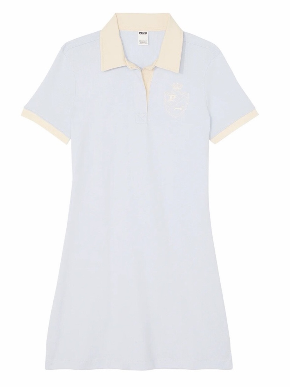 Victoria's Secret Pink Rugby Polo Dress Short Sleeve Color Blue White. Size L